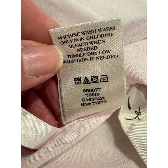 Ann Taylor Pink Micro Dot 100% Cotton Button Down Shirt Blouse Womens Size 12 - Picture 9 of 9